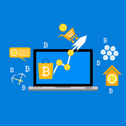 blockchain scheme mining crypto currency server vector image
