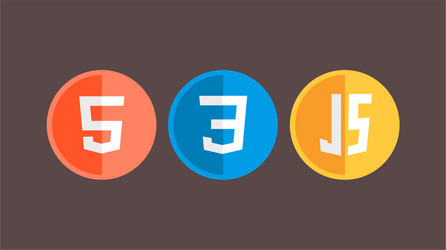 Html5 css3 js icon set web development logo vector