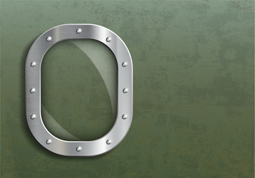 porthole with transparent glass on a metal vector