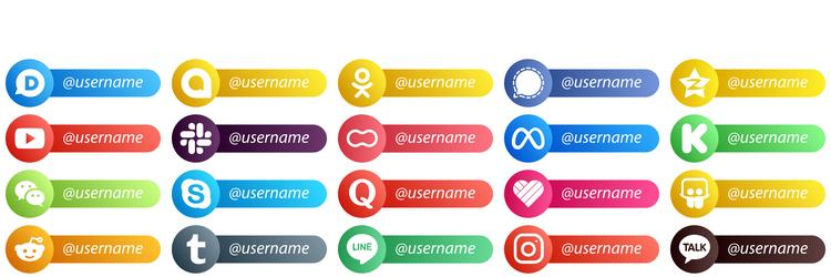 Social media platform card style follow me icons vector