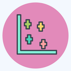 Scatter plot ii icon in trendy color mate style vector