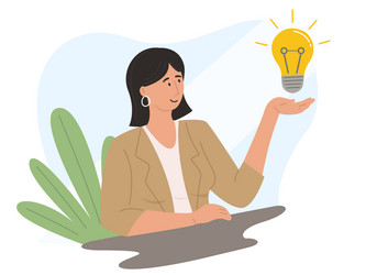 character with a light bulb idea brainstorming vector image
