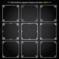 Decorative square frames and borders set 9 Vector Image