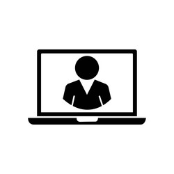 person using computer icon man laptop vector