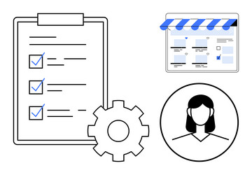 project management elements with checklist user vector image