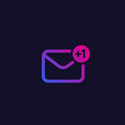 email inbox alert one new message icon vector