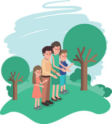 Family members in the field Royalty Free Vector Image