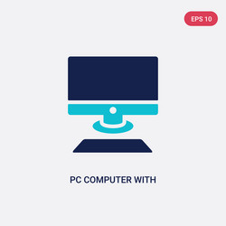 two color pc computer with monitor icon from vector image