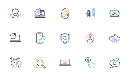 alarm image carousel and file storage line icons vector image