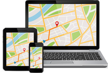 GPS Navigation Map on Devices vector image