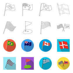 isolated object world and flag symbol set vector image