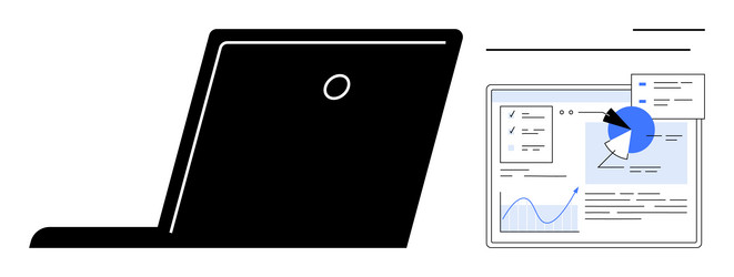 laptop with dashboard displaying graphs charts vector image