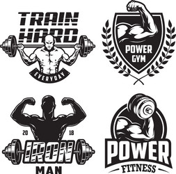 Bodybuilding Emblem Set Vector Image