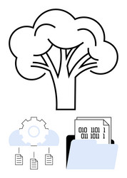 data tree and file management concept with folder vector image
