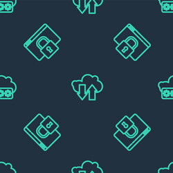 set line cloud download and upload secure your vector image