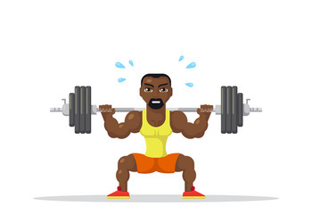 Athlete Squatting with Barbell Vector Image