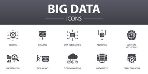 Big data simple concept icons set contains vector