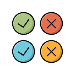 check and cross in circle shape mark icon vector image