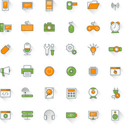 Computer and technology flat design icon set vector