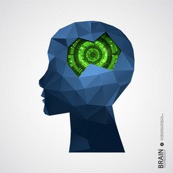 creative brain background with triangular grid vector image