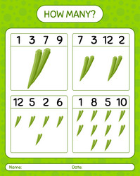 how many counting game with okra worksheet vector image