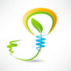 light bulb with leaf inside design element icon vector