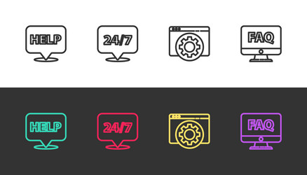 set line speech bubble with text help clock 24 vector image