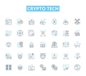 crypto tech linear icons set blockchain bitcoin vector