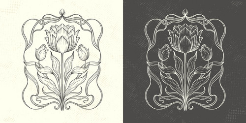 Frame with a tulip in the style of art nouveau vector