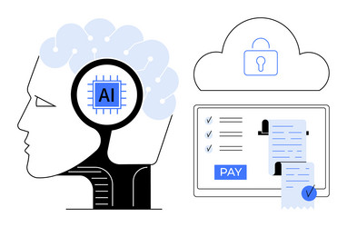 integrating ai in secure cloud-based payment vector image