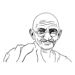 Mahatma gandhi portrait black white vector