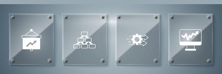 set monitor with graph chart time management vector image
