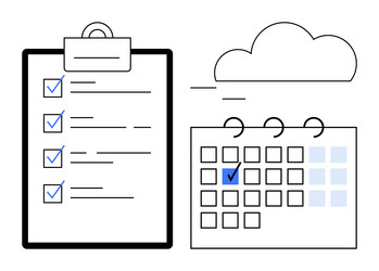 task checklist and calendar planning with cloud vector image