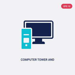 Two color computer tower and monitor icon from vector