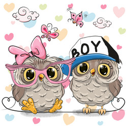 Two cute cartoon owls Royalty Free Vector Image