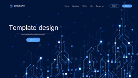 Landing page tech background with abstract circuit vector