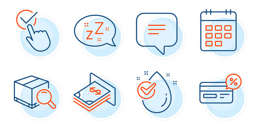 Sleep text message and checkbox icons set vector