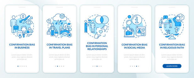 examples of cognitive bias blue onboarding mobile vector