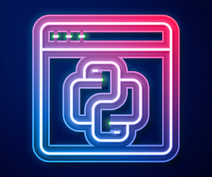 glowing neon line python programming language icon vector image