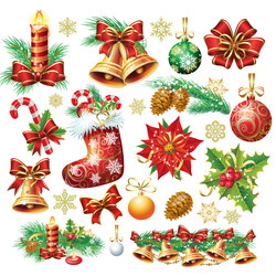 Christmas and happy new year objects collection vector