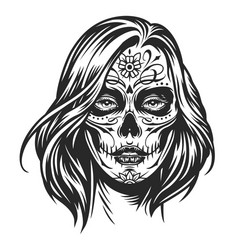 Floral Day of the Dead Girl Vector Image