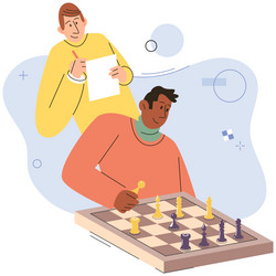 Two players man playing strategic game chess vector