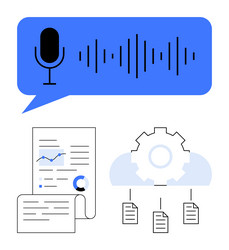 voice recognition and data analysis vector image