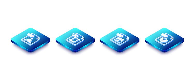 set isometric line obj file document js mov vector image