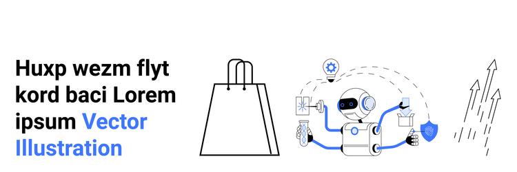 robot managing various tasks surrounded vector image