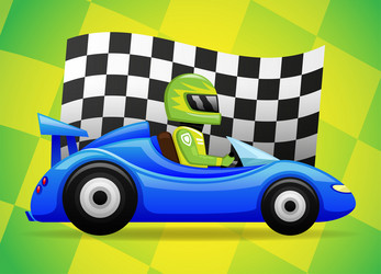 a blue car and checkered flag vector