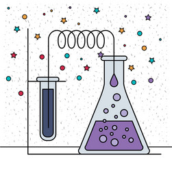 white background with sparkles of test tube vector