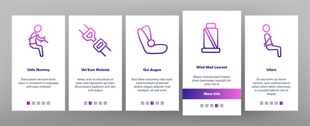 Belt safety equipment onboarding icons set vector