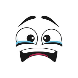 cartoon cry face with tears in eyes upset emoji vector