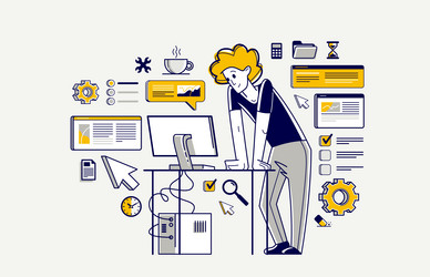 intellectual worker making analysis of some data vector image